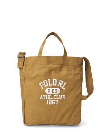 Graphic Canvas Shopper Tote in Tan Ralph Lauren HK