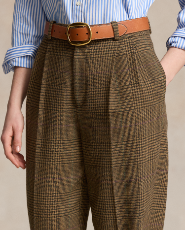 Wool Blend Tweed Tapered Pant in Brown Ralph Lauren HK