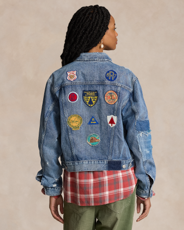 Embroidered Patch Denim Trucker Jacket in Multi Ralph Lauren HK