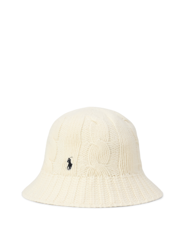 Cable Knit Wool Blend Bucket Hat in Natural Ralph Lauren HK