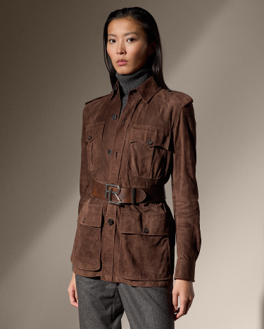 Gabbie Lamb Suede Jacket in Brown Ralph Lauren HK