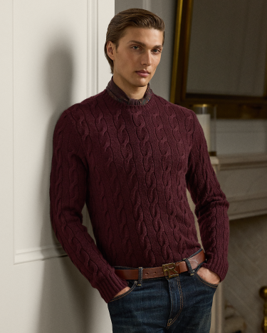 Cable Knit Cashmere Sweater in Red Ralph Lauren HK
