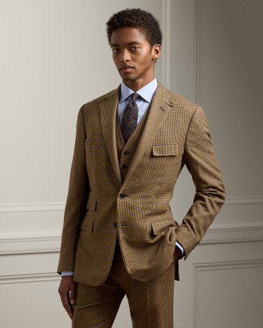 Kent Hand Tailored Houndstooth Jacket in Brown Ralph Lauren HK