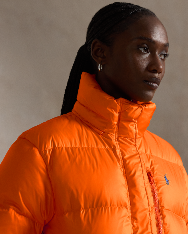 Water Repellent Quilted Down Jacket in Orange Ralph Lauren HK
