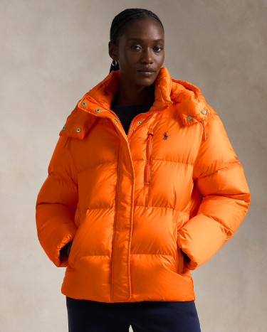 Water Repellent Quilted Down Jacket in Orange Ralph Lauren HK
