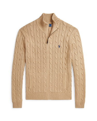 Ralph lauren cotton full zip sweater sales
