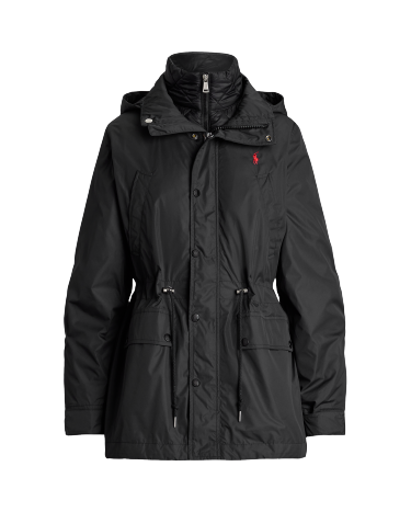Women's black coat with hood top