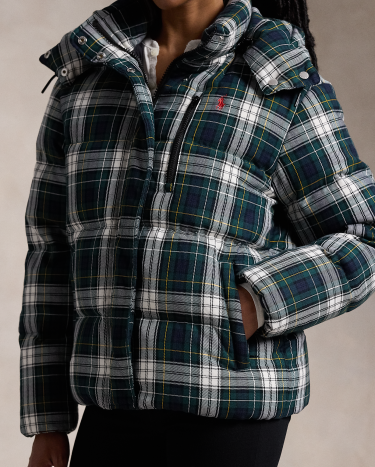 Ralph lauren plaid puffer jacket sales