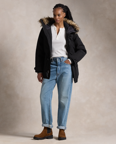 Faux Fur Trim Down Parka in Black Ralph Lauren HK