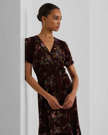 Ralph lauren floral ruched jersey dress cheap