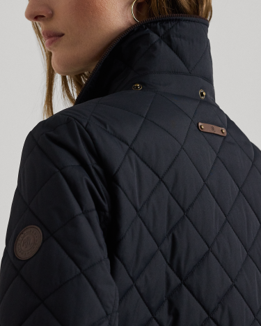 Corduroy Trim Diamond Quilted Coat in Navy Ralph Lauren HK