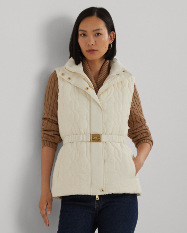 Cable Quilted Tweed Down Vest in Natural Ralph Lauren HK