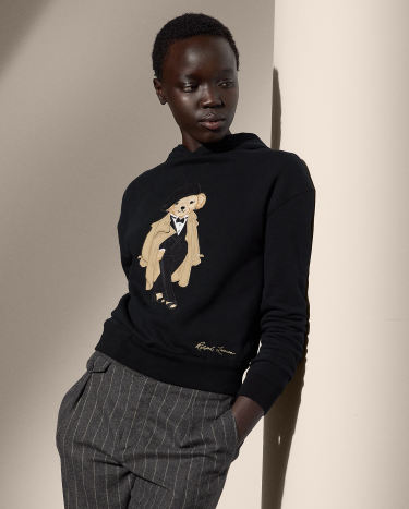 Trench Polo Bear Fleece Hoodie in Black Ralph Lauren HK
