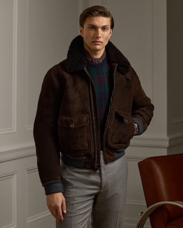 Ralph lauren shearling bomber jacket online