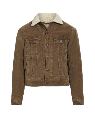 Fleece Lined Corduroy Trucker Jacket in Brown Ralph Lauren HK