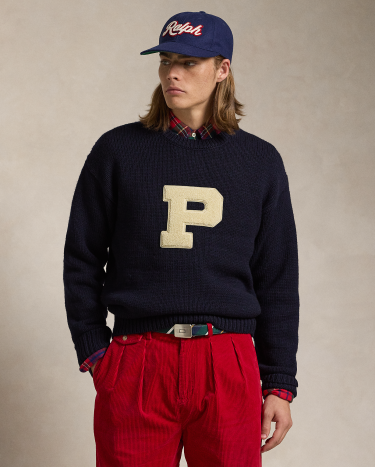 Wool Letterman Sweater in Blue Ralph Lauren HK