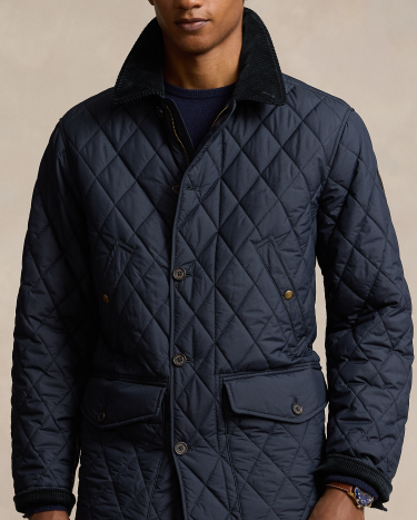 Quilted Car Coat in Navy Ralph Lauren HK