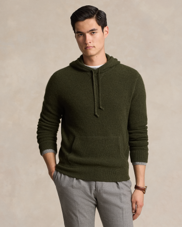 Washable Cashmere Hooded Sweater in Green Ralph Lauren HK
