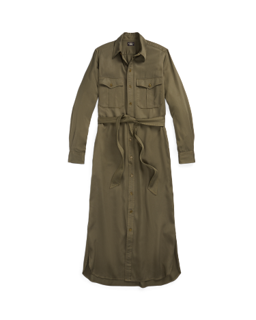 Belted Twill Shirtdress in Olive Ralph Lauren HK