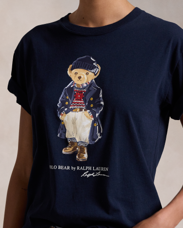 Polo Bear Logo Cotton Jersey Tee in Navy Ralph Lauren HK