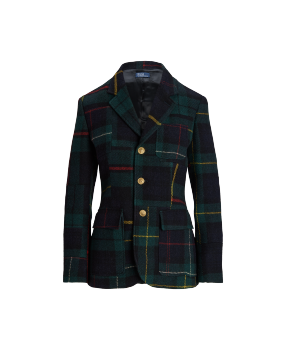 Lauren ralph lauren tartan crest twill plaid blazer sale
