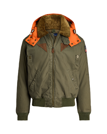 Shearling Collar Down Bomber Jacket in Green Ralph Lauren HK