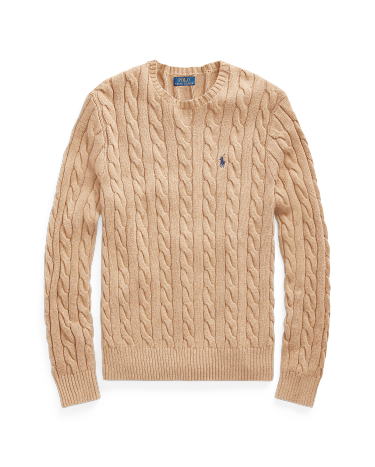 Cable Knit Cotton Sweater in Brown Ralph Lauren HK