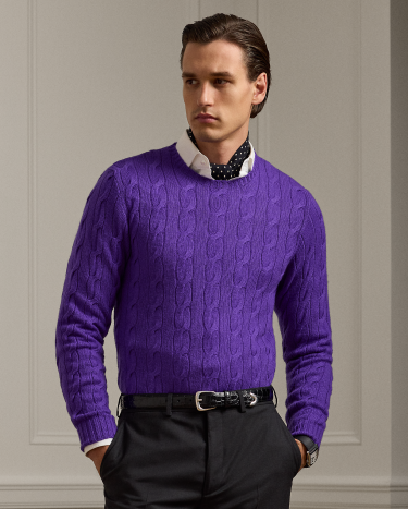 Cable Knit Cashmere Sweater in Purple Ralph Lauren HK