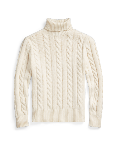 Cable Knit Wool Cashmere Sweater in Natural Ralph Lauren HK