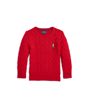 Cable Knit Cotton Sweater in Red Ralph Lauren HK