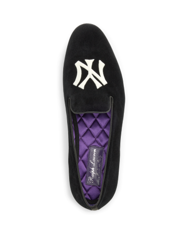 Ralph Lauren Yankees Velvet Slipper in Black Ralph Lauren HK