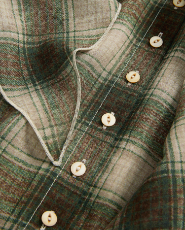 Plaid Print Silk Georgette Blouse in Green Ralph Lauren HK