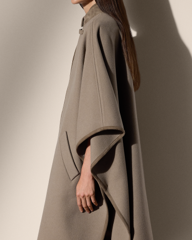 Hallie Double Faced Wool Cashmere Poncho in Grey Ralph Lauren HK
