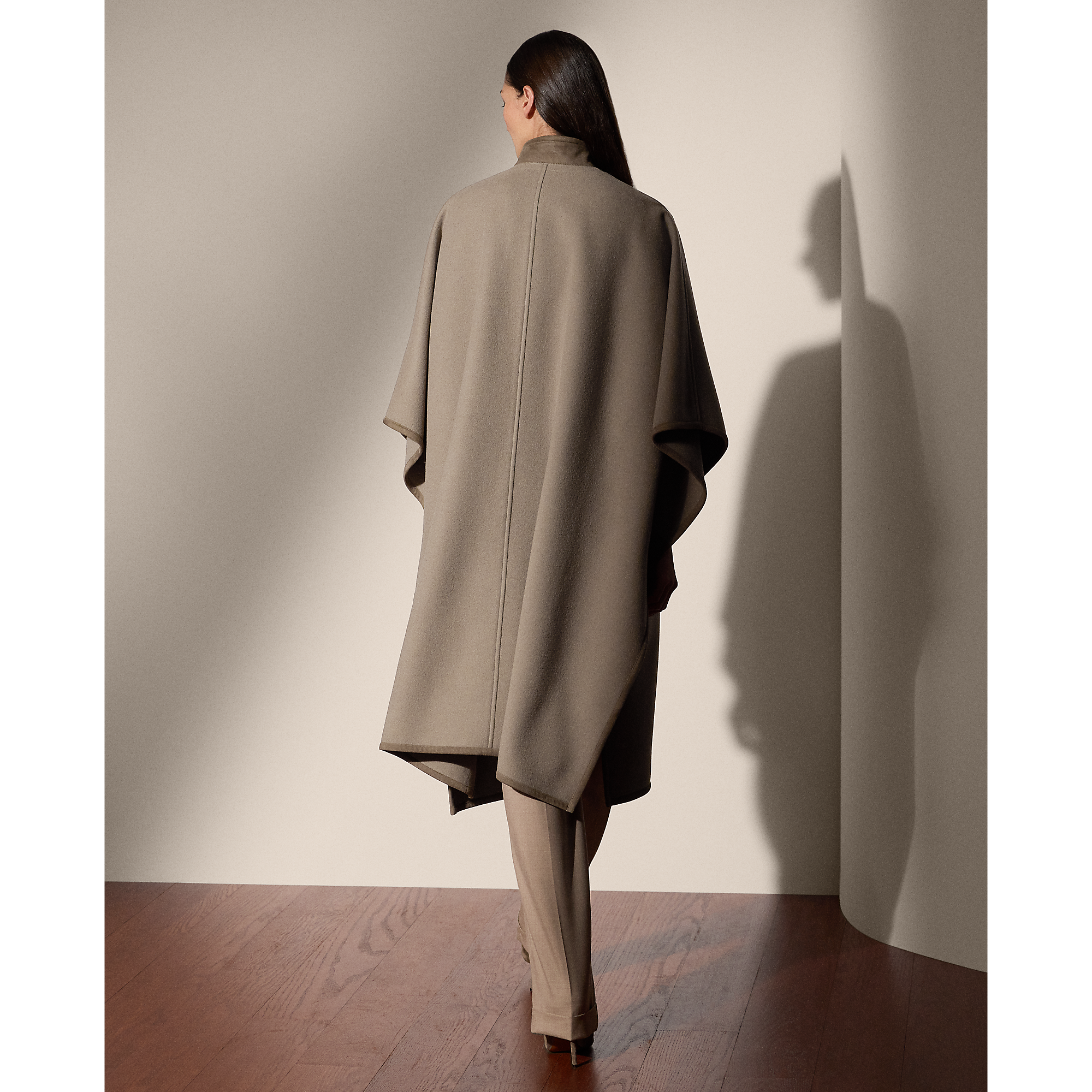 Hallie Double Faced Wool Cashmere Poncho in Grey Ralph Lauren HK