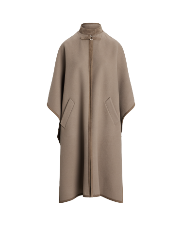 Hallie Double Faced Wool Cashmere Poncho in Grey Ralph Lauren HK
