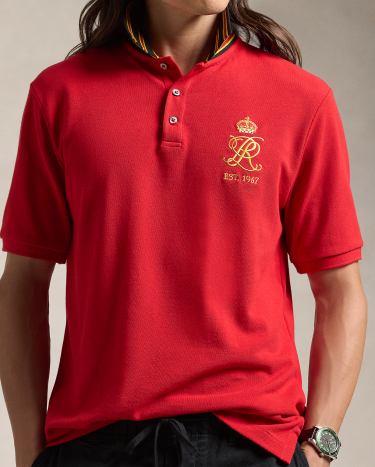 Classic Fit Crest Mesh Polo Shirt in Red Ralph Lauren HK