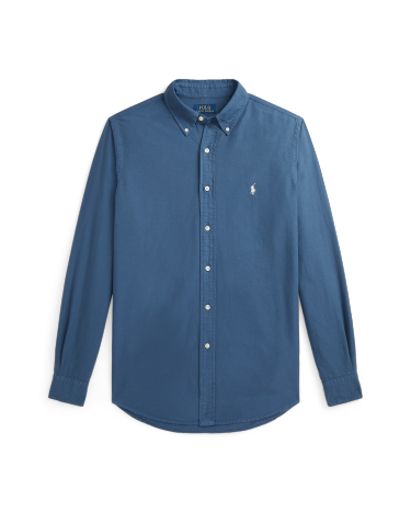 Classic Fit Garment Dyed Oxford Shirt in Navy Ralph Lauren HK
