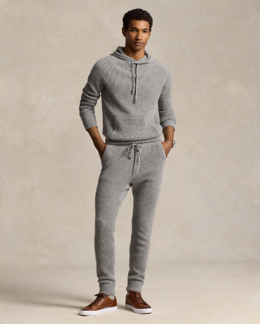 Waffle Washable Cashmere Jogger Pant in Grey Ralph Lauren HK