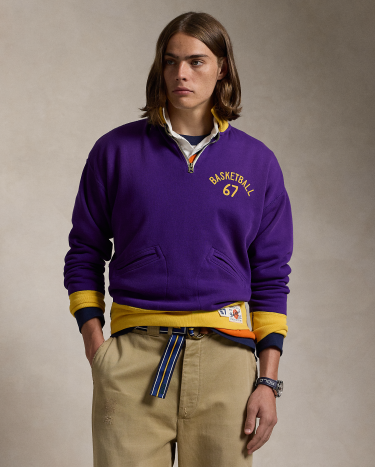 Vintage Fit Fleece Collared Sweatshirt in Purple Ralph Lauren HK