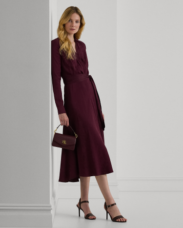 Paisley Jacquard Midi Dress in Red Ralph Lauren HK