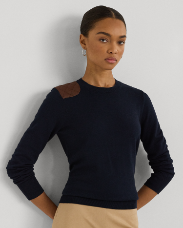 Leather trim sweater store