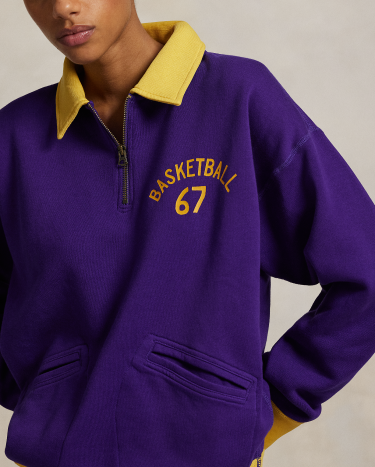 Vintage Fit Fleece Collared Sweatshirt in Purple Ralph Lauren HK