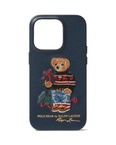 Polo Bear Leather iPhone 15 Case in Navy Ralph Lauren HK